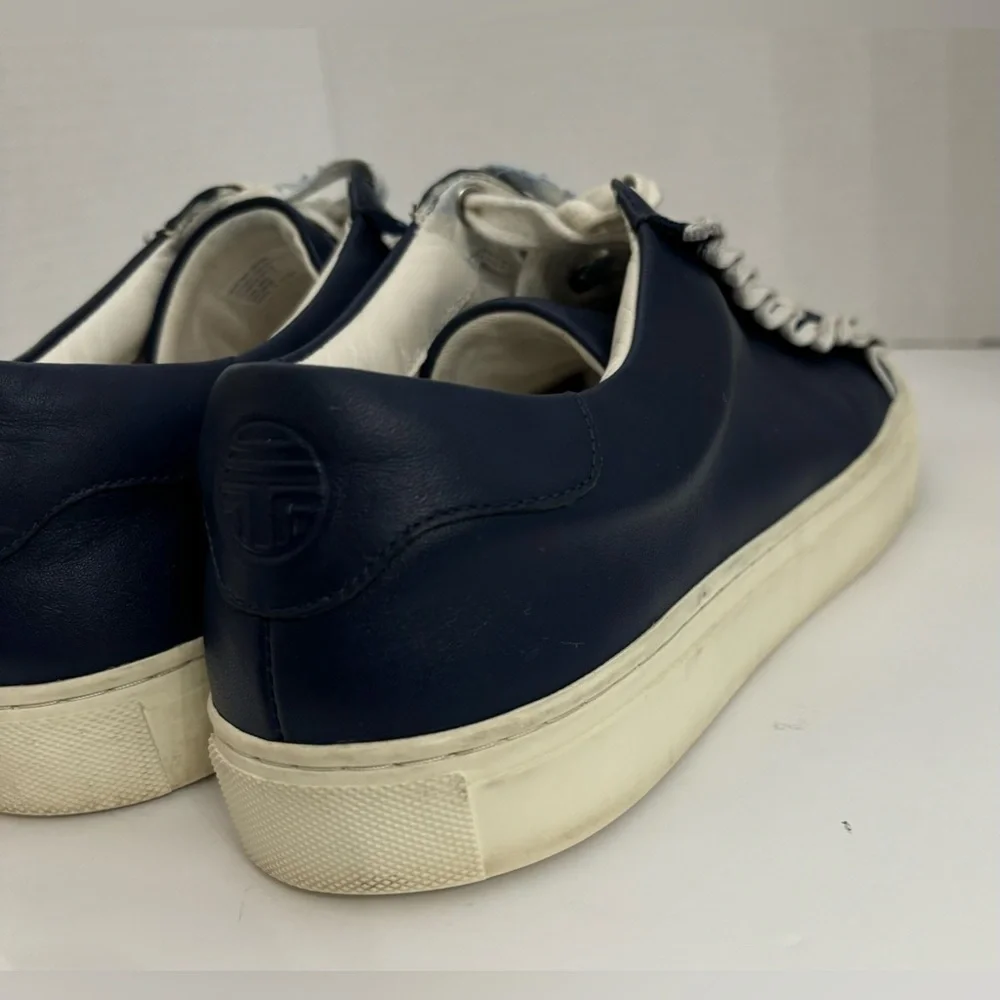 Tory Sport Blue Leather Ruffle Sneakers 36558 Size 9.5